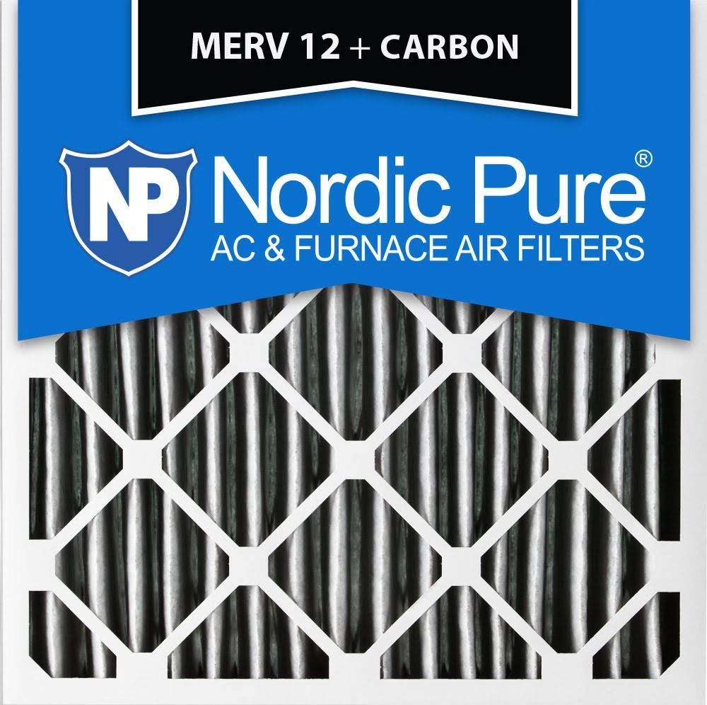 14x14x1 Pleated MERV 12 Plus Carbon AC Furnace Air Filters Qty 3