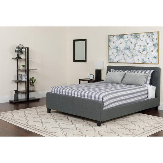 Tribeca Full Size Tufted Upholstered Platform Bed Dark Gray