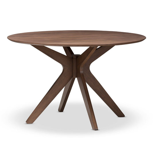 Baxton Studio Monte Round Dining Table in Walnut Brown