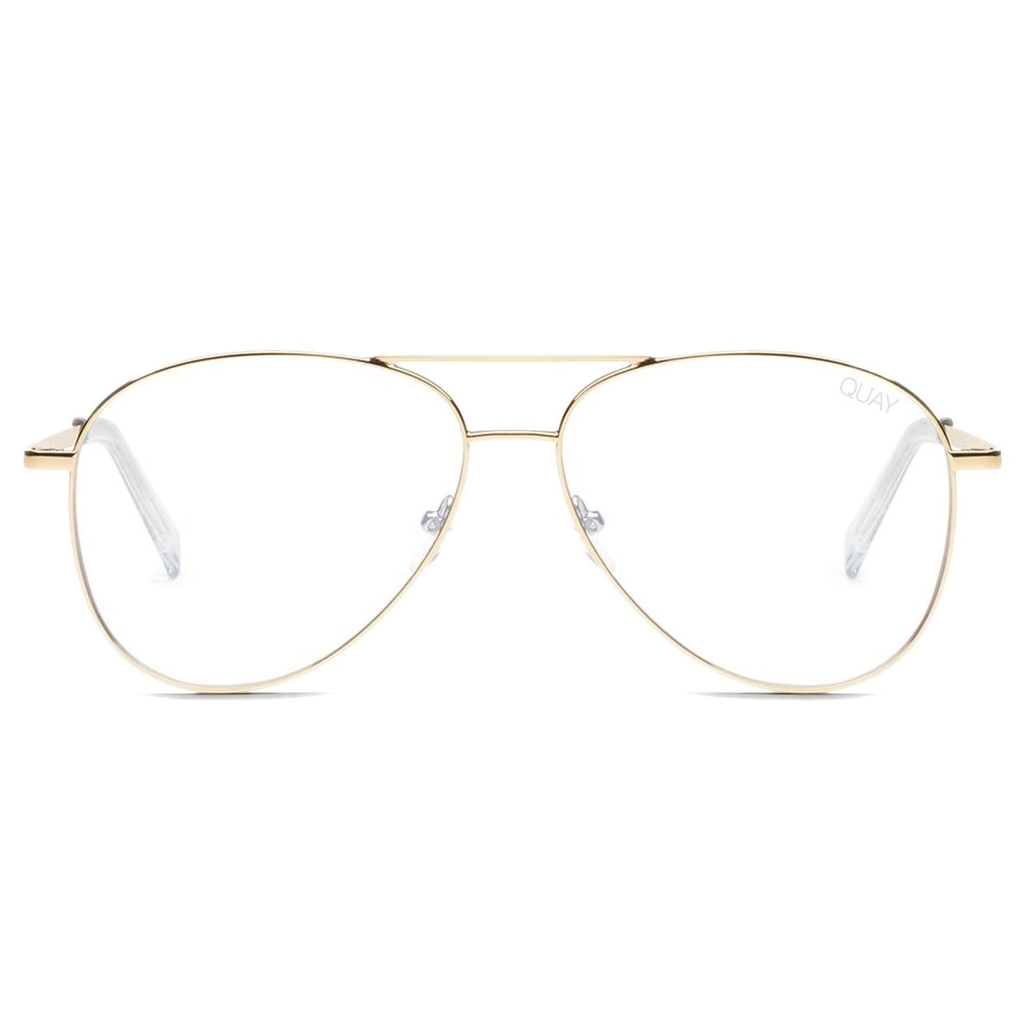 Quay Australia Still Standing Blue Light Aviator Glasses - Gold