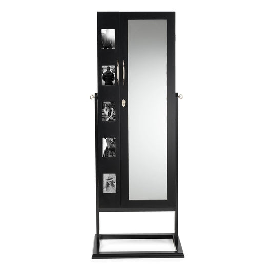 Baxton Studio Vittoria Black Floor Standing Double Door Storage Jewelry Armoire Cabinet