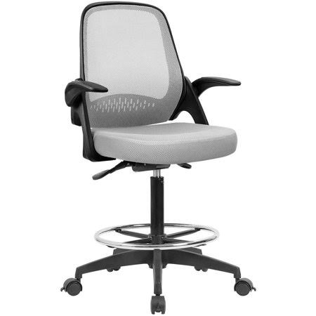 Walnew Office Drafting Chair Tall Office Chair with Flip-Up Armrests Executive Computer Standing Desk Chair with Adjustable Foot