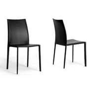 Baxton Studio Rockford Leather Dining Chair, Black, 2/Set