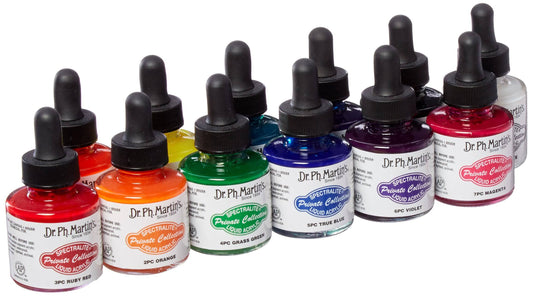 Dr. Ph. Martins Spectralite Private Collection Liquid Acrylics - Set of 12, 1.0 oz Bottles (Set 1)