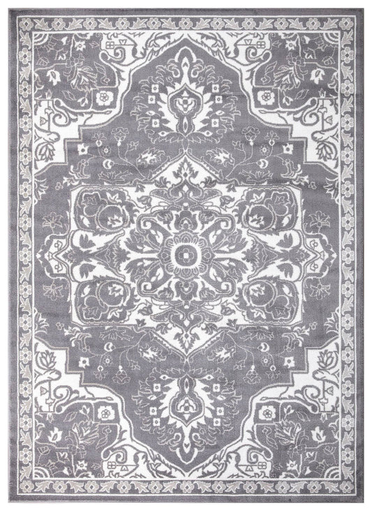 Concord Global Trading 69365 5 x 7 ft. Jefferson Vintage Medallion Rectangle Area Rug Gray