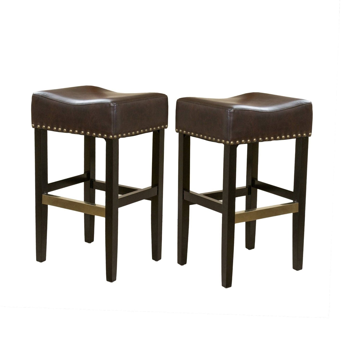 Set of 2 Brown and Bronze Contemporary Bar Stools 30