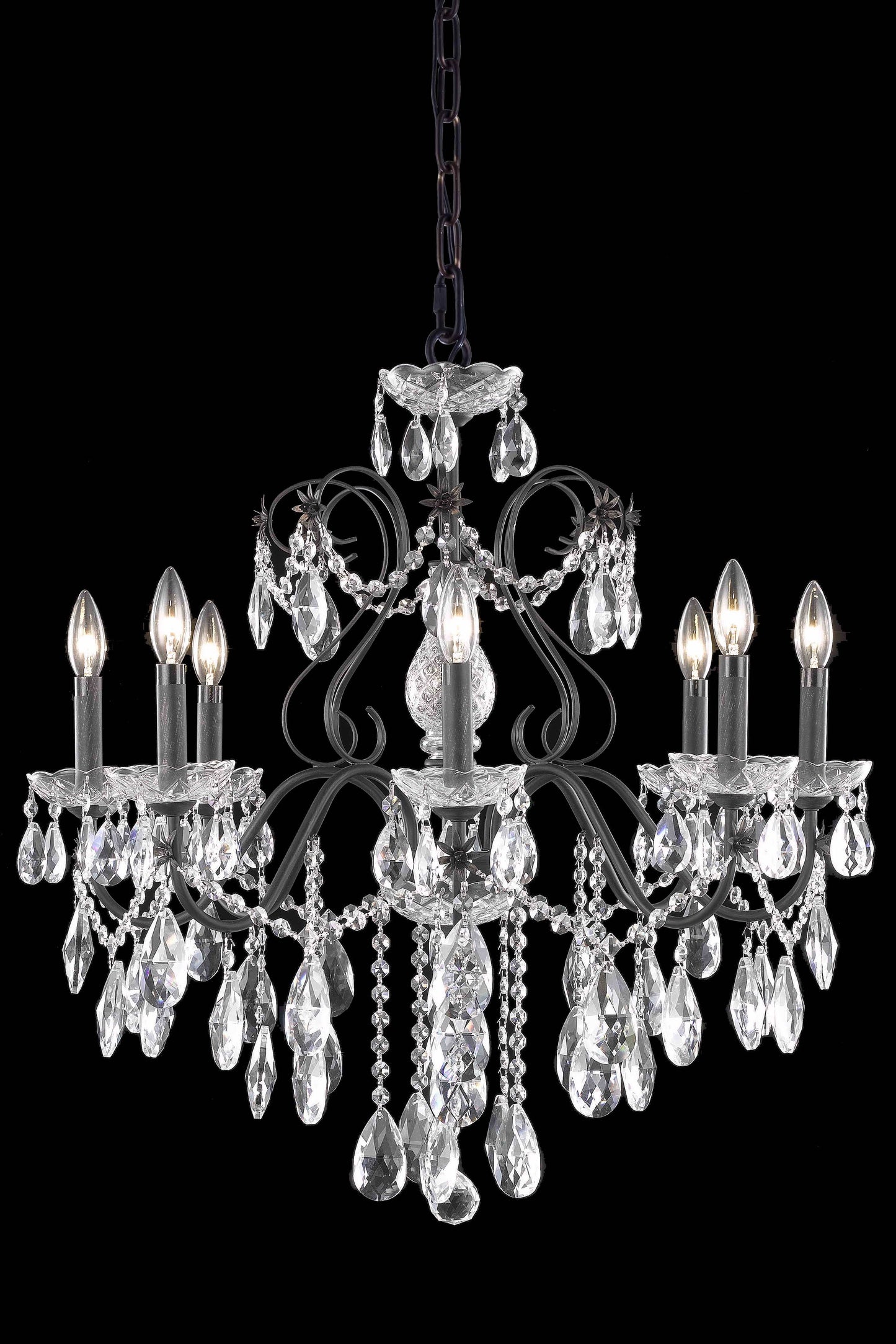 Elegant Lighting 2016D26DB/EC St. Francis 6 Light Dark Bronze Chandelier Clear Elegant Cut Crystal