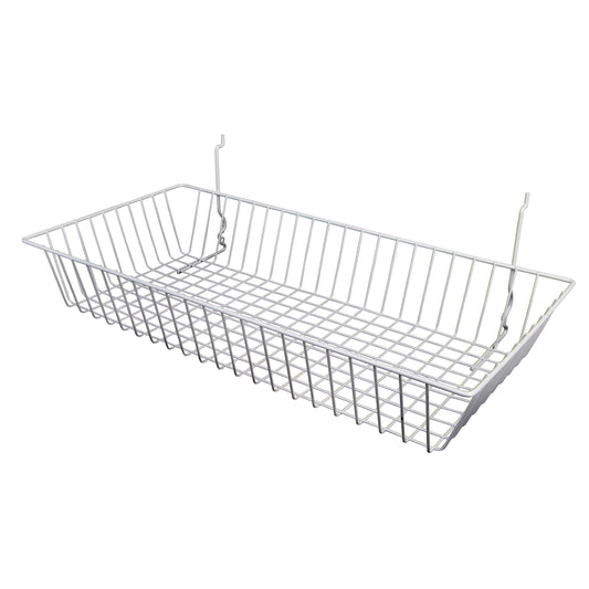 Econoco 24 in. W x 12 in. D x 4 in. H White Shallow Wire Basket (Pack of 6)