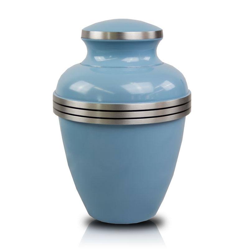 Banded Cremation Urn - Large Light Blue