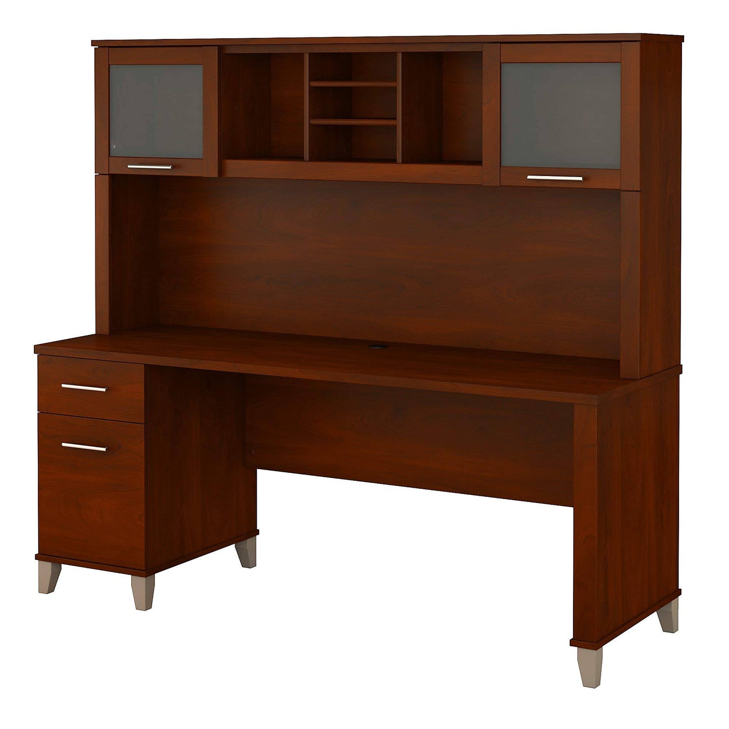 Bush Furniture Somerset 72w Office Desk with Hutch in Hansen Cherry