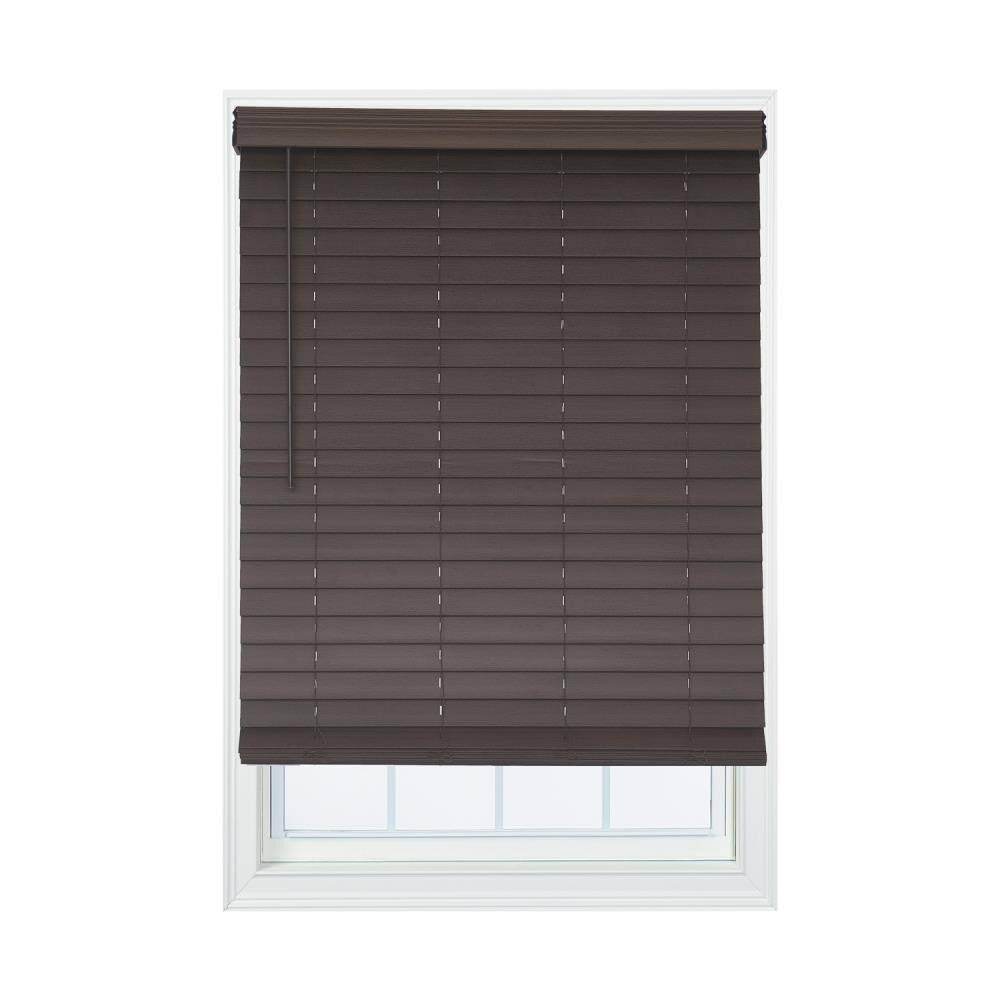 Allen + Roth 2.5-in Slat Width 41.75-in x 72-in Cordless Brown Faux Wood Room Darkening Horizontal Blinds | DFHSC4272-41.75