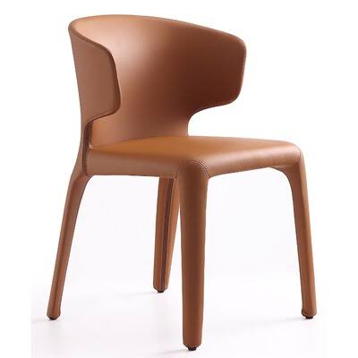 Cesar Leather Upholstered Metal Dining Chair Upholstery Color Saddle