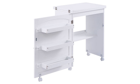 Costway White Folding Swing Craft Table Storage Cabinet