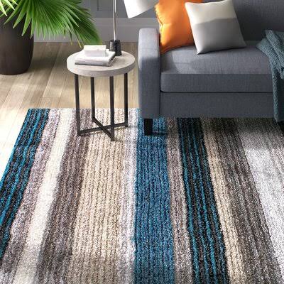 West Valley City Striped Handmade Tufted Brown/Teal Blue Area Rug Langley Street Rug Size: Rectangle 8 x 10