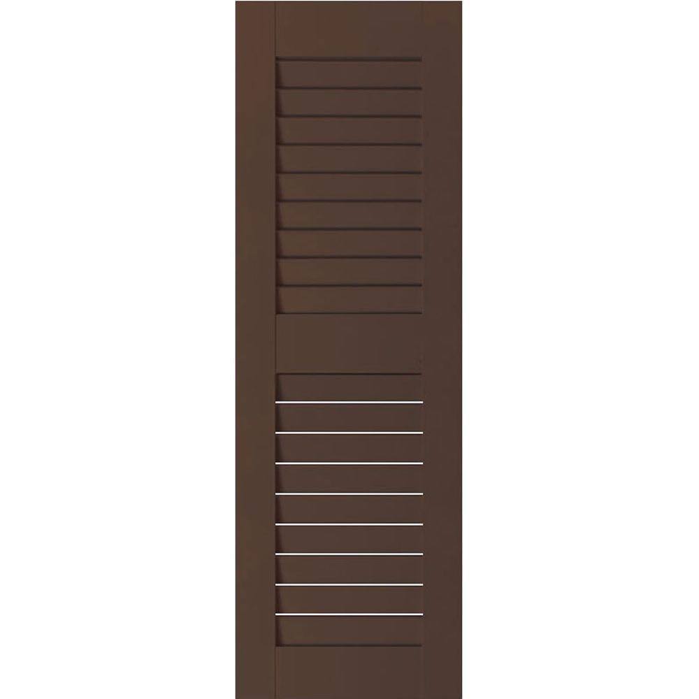 Ekena Millwork RWL18X039TBW Exterior Real Wood Western Red Cedar Open Louvered Shutters (Per Pair), Tudor Brown, 18