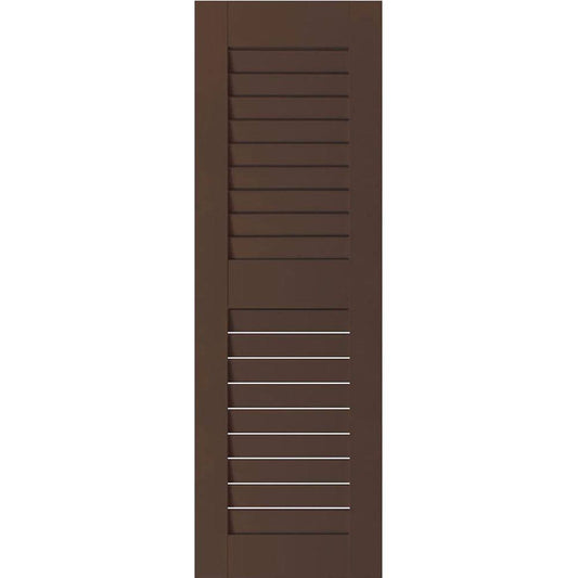 Ekena Millwork RWL18X039TBW Exterior Real Wood Western Red Cedar Open Louvered Shutters (Per Pair), Tudor Brown, 18