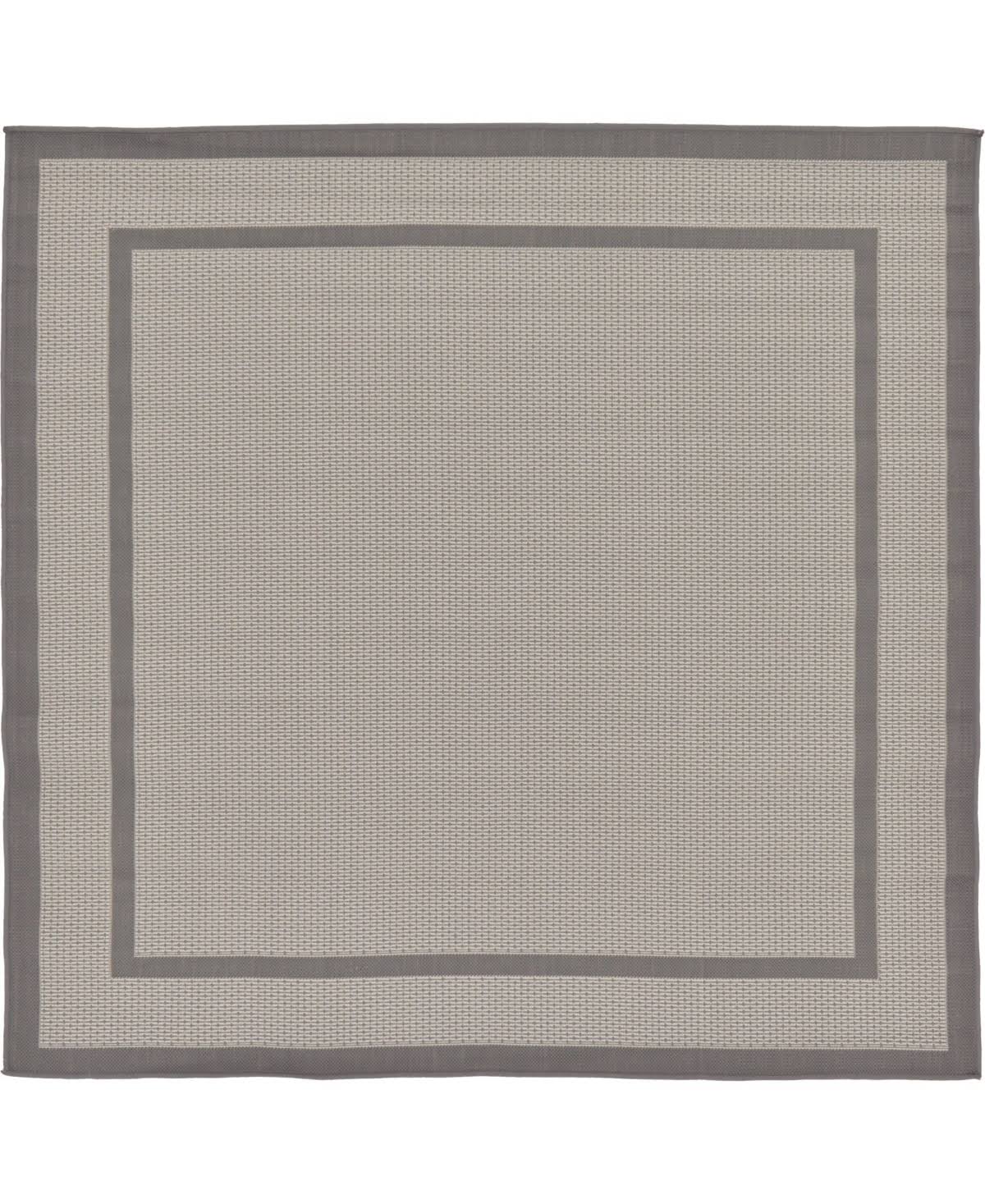 Unique Loom Border Outdoor Square Rug - 6 x 6 (Gray)