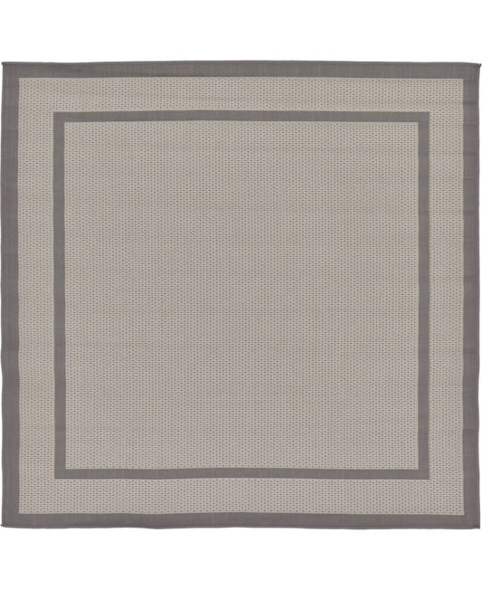 Unique Loom Border Outdoor Square Rug - 6 x 6 (Gray)