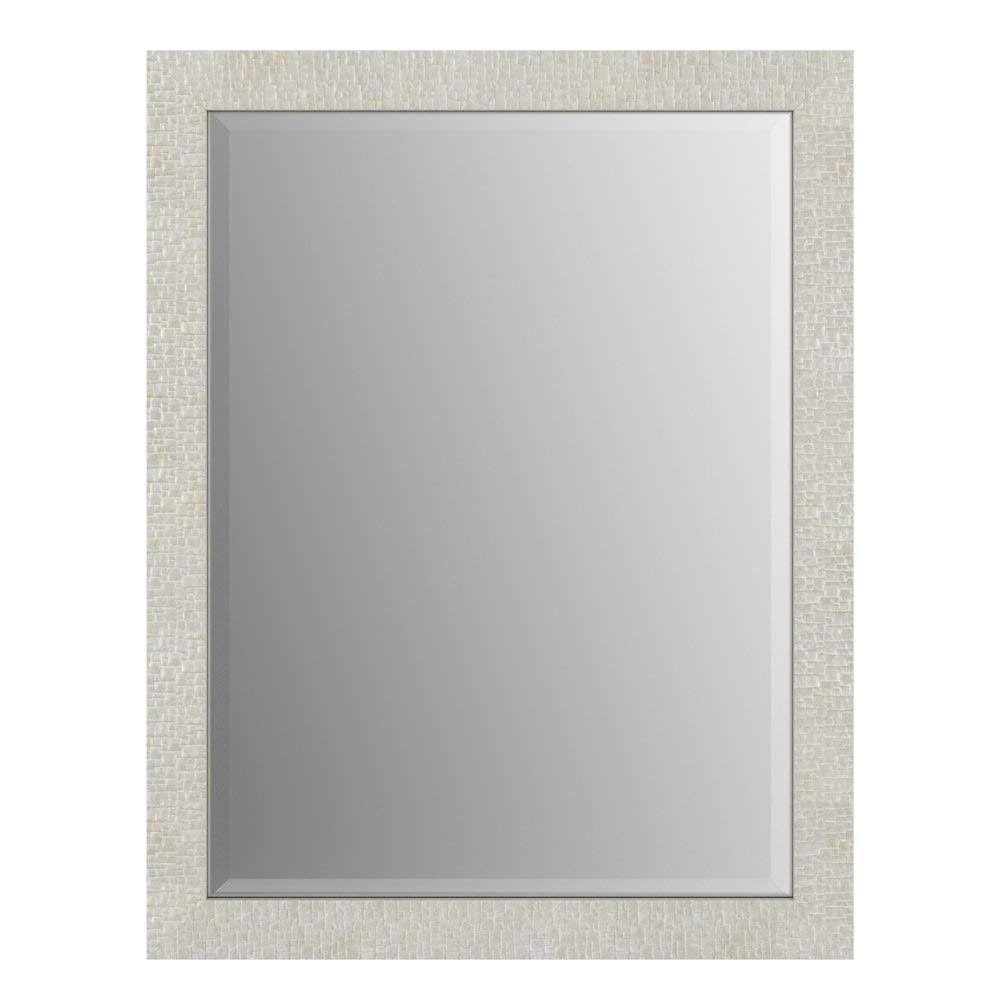 Delta Wall Mount 23 in. x 33 in. Small (S2) Rectangular Framed Flush Mounting Bathroom Mirror in Stone Mosaic with TRUClarity De