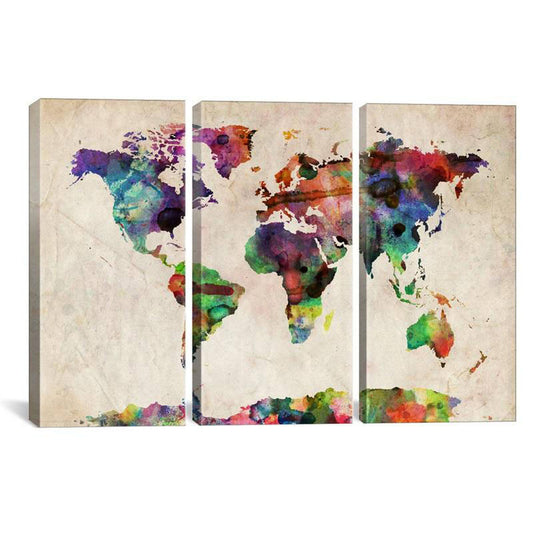 World Map Urba Watercolor II by Michael Tompsett Canvas Print