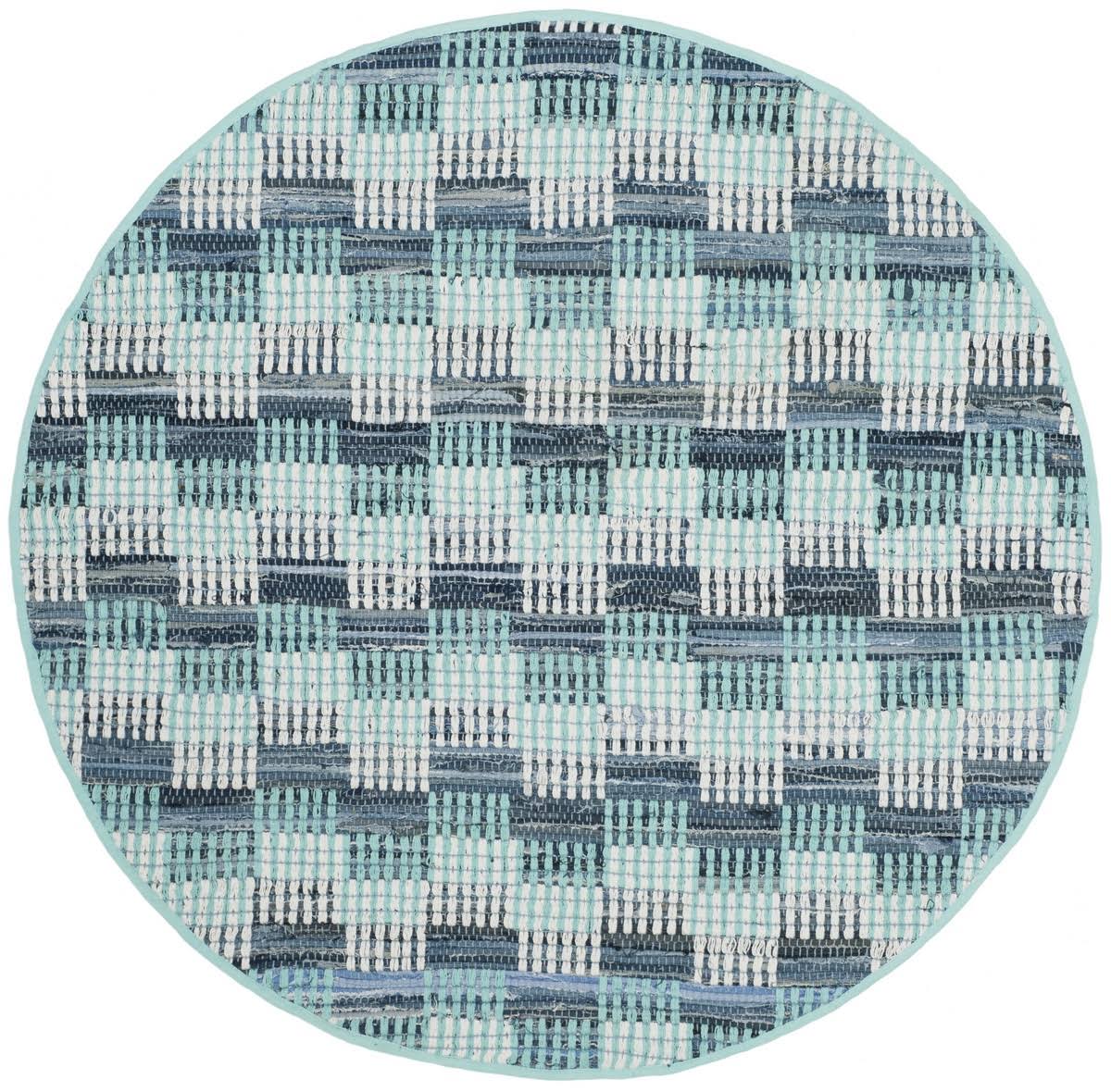 Safavieh Montauk Turquoise/Multi 4 ft. x 4 ft. Round Area Rug