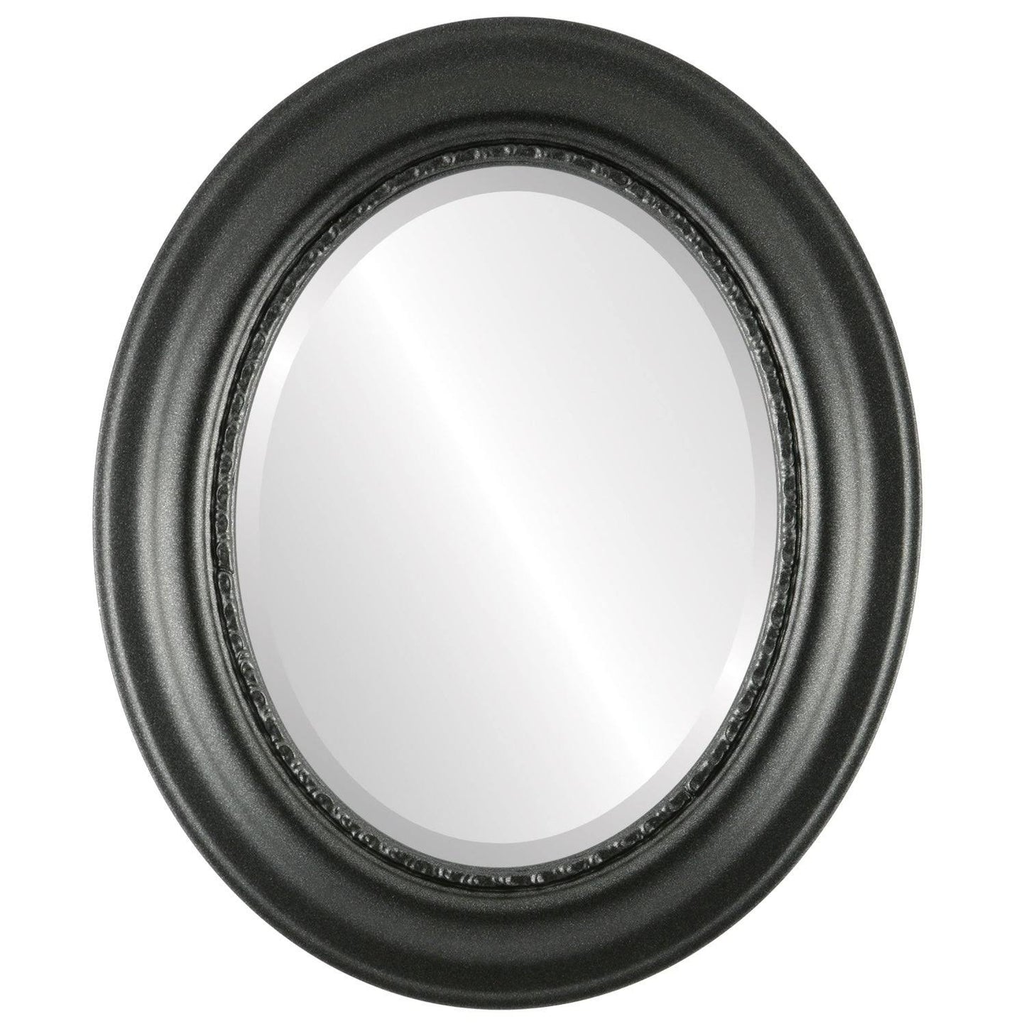 The Oval and Round Mirror Store Chicago Framed Oval Mirror in Black Silver