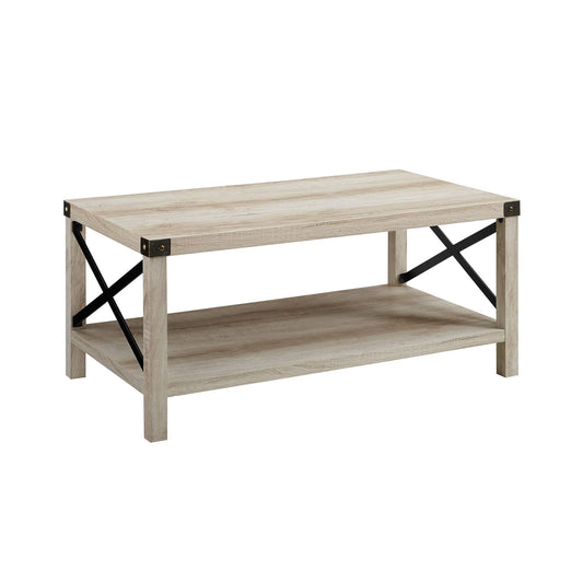 Sophie Rustic Farmhouse x Frame Coffee Table White Oak - Saracina Home