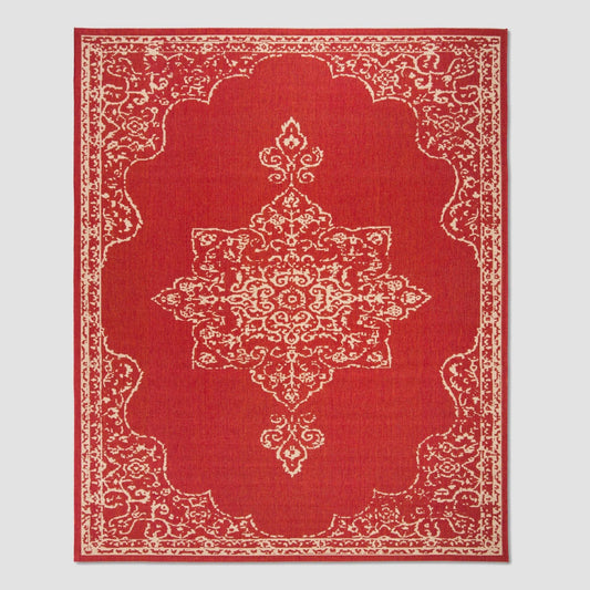 Safavieh 8 x 10 Beach House BHS180Q Red Creme Rug