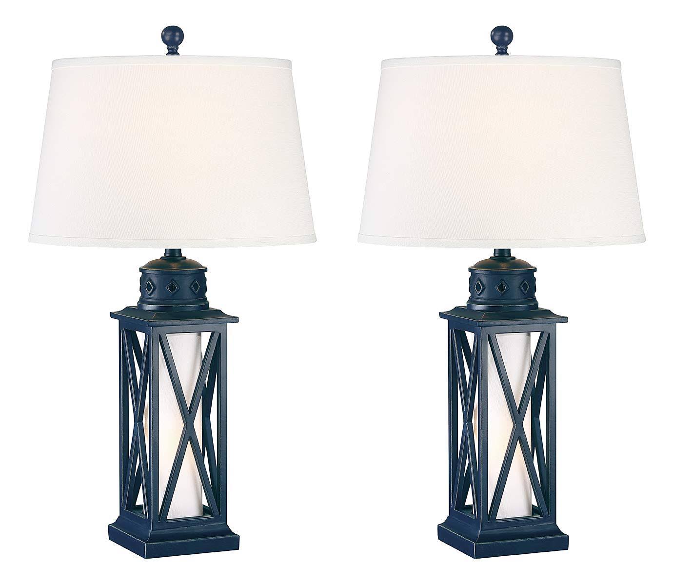 Seahaven Lantern Coastal Table Lamp - Navy Blue