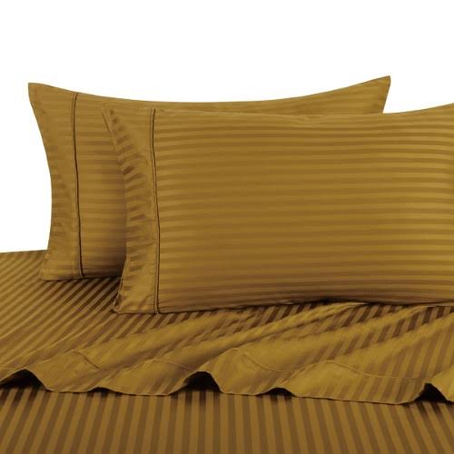 Ultra Soft Exquisitely Smooth Genuine 100% Combed Cotton Striped 300 Thread Count Sheet Sets Deep Pocket Set, Size Cali