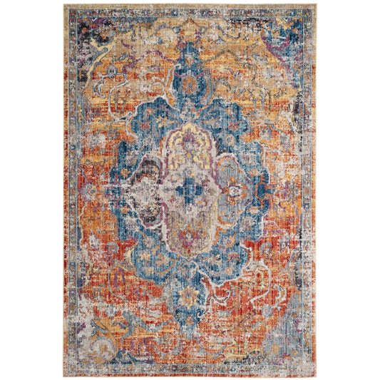 Safavieh BTL350S Bristol Blue / Orange Area Rug - 8 x 10