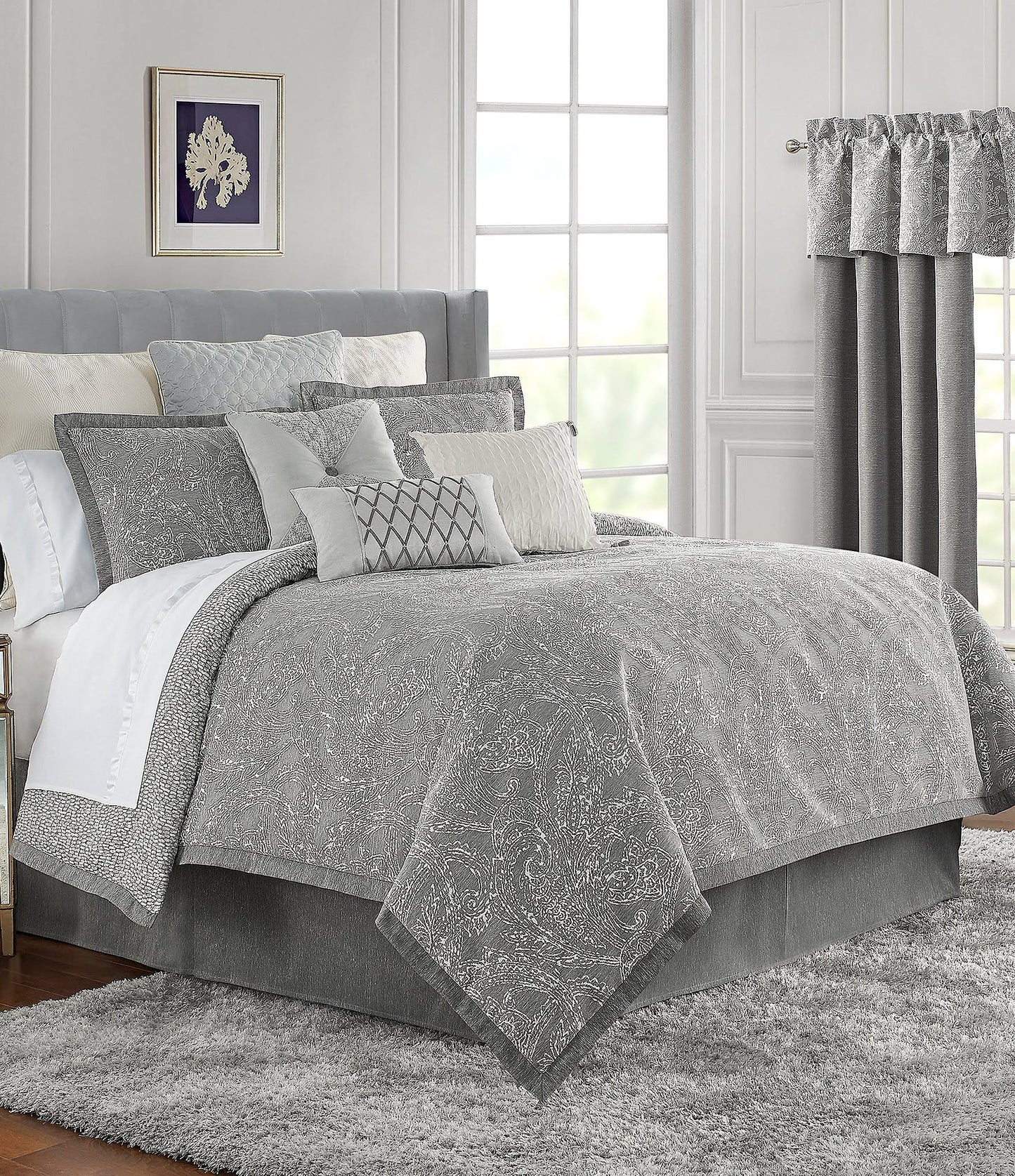 Waterford Aidan Reversible Comforter Set, Queen - Gunmetal