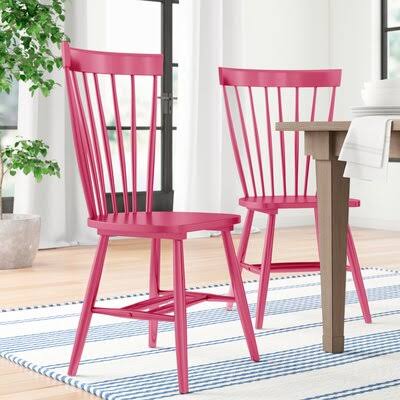 Three Posts Spindle Solid Wood Windsor Back Side Chair Color: Raspberry