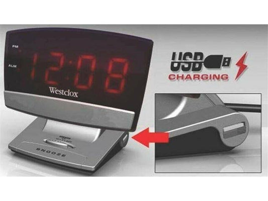 Clock Alarm LED Plasma W/Usb,No 71014X, Westclox