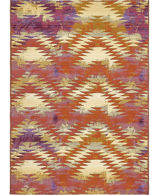 Unique Loom Aztec Outdoor Area Rug - 4 x 6 (Red)