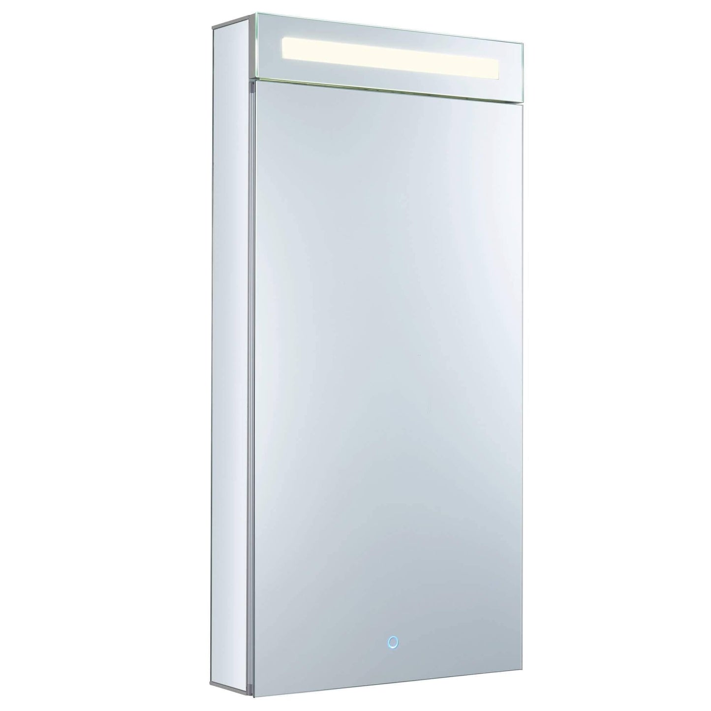 Bathroom Medicine Cabinet, Aluminum, Recessed/Surface Mount, Mirrored Interior w/LED - 20 x 40 - Right Hand