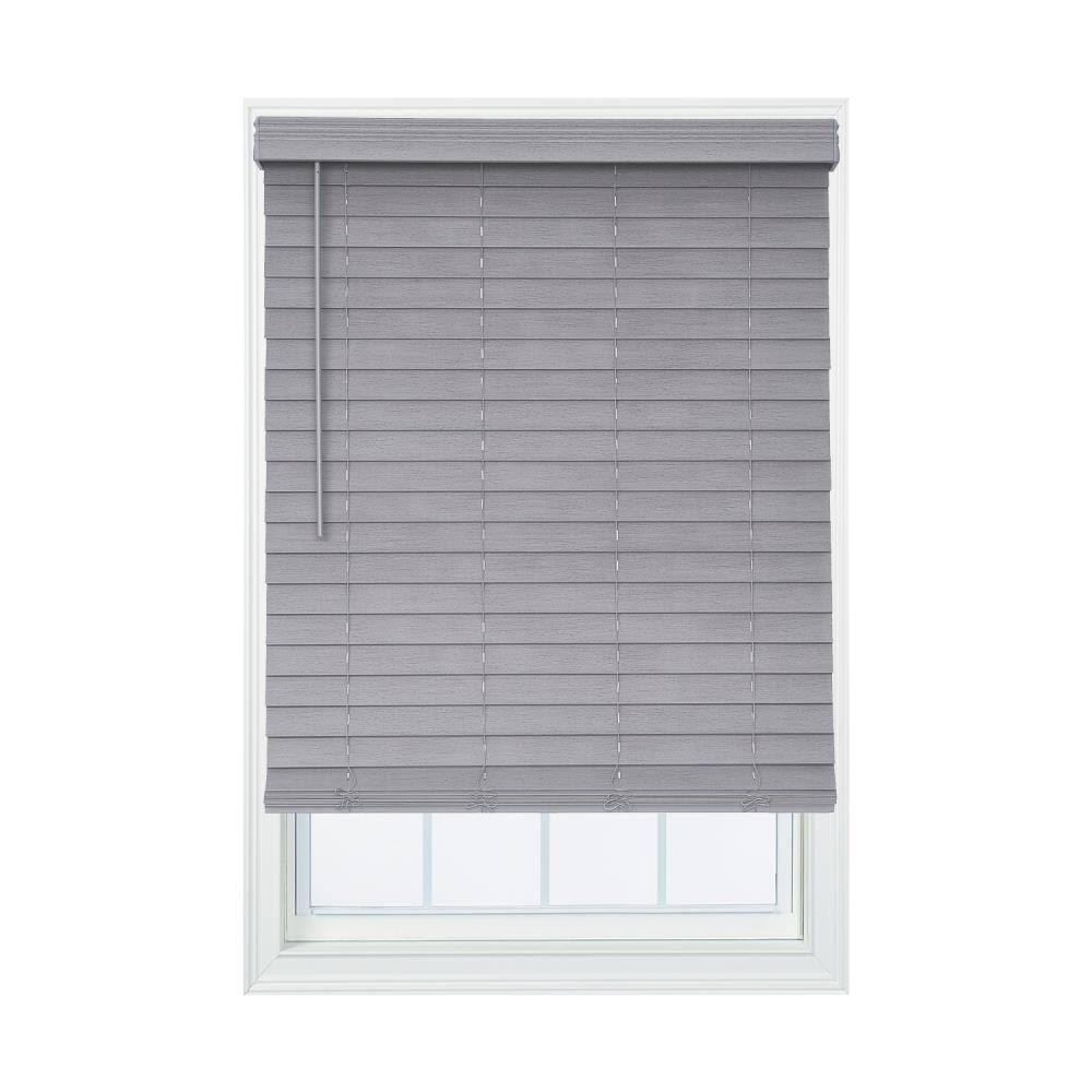 Allen + Roth 2.5-in Slat Width 37.25-in x 72-in Cordless Gray Faux Wood Room Darkening Horizontal Blinds | DFHSB4272-37.25