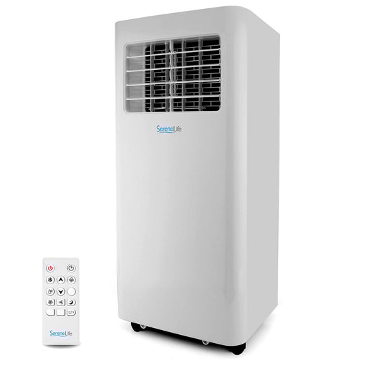 Serenelife SLPAC805W Portable Air Conditioner - Compact Home A/C Cooling Unit with Built-in Dehumidifier Fan Modes, Incl