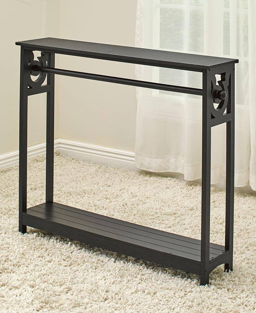 The Lakeside Collection Floor Quilt Rack with Shelf - Black