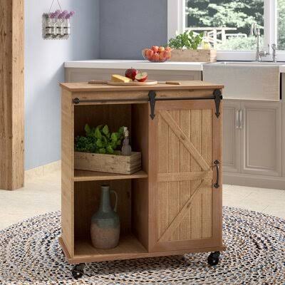 Aghan Multi-Purpose Kitchen Cart Solid Wood August Grove Base Finish Rustic Brown