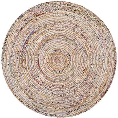 Bowen Handmade Flatweave Cotton Beige/Multi Rug World Menagerie Rug Size  Round 6