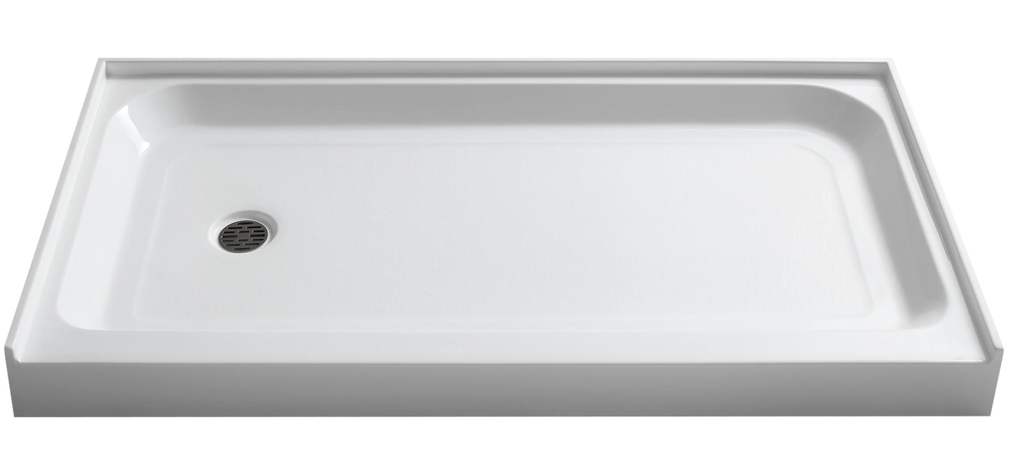 Anzzi SB-AZ03LD Tier 32 x 60 in. Left Drain Single Threshold Shower Base in White