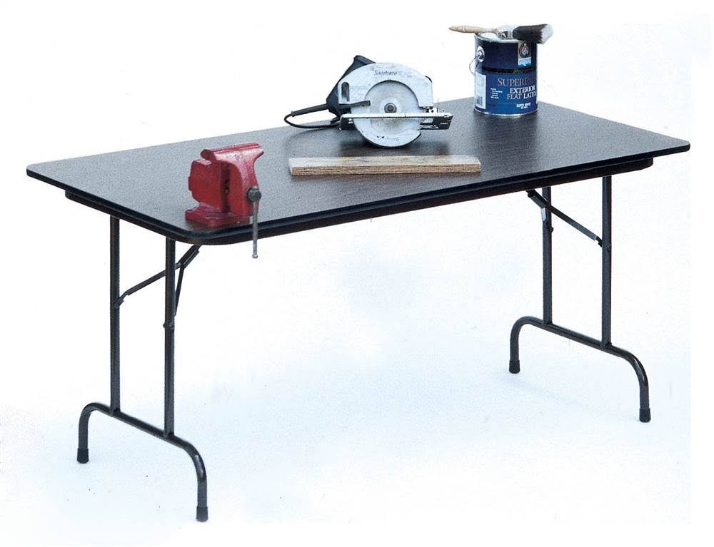 Correll Inc High Pressure Folding Table in Black Granite (24 in. x 48 in./White)