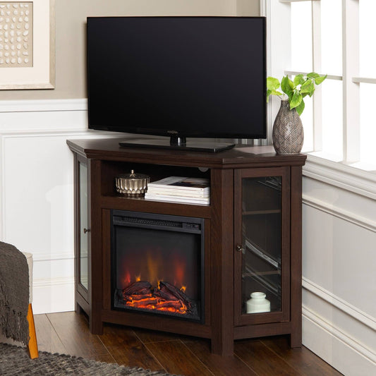 We Furniture 48-Inch Espresso Corner Fireplace TV Stand