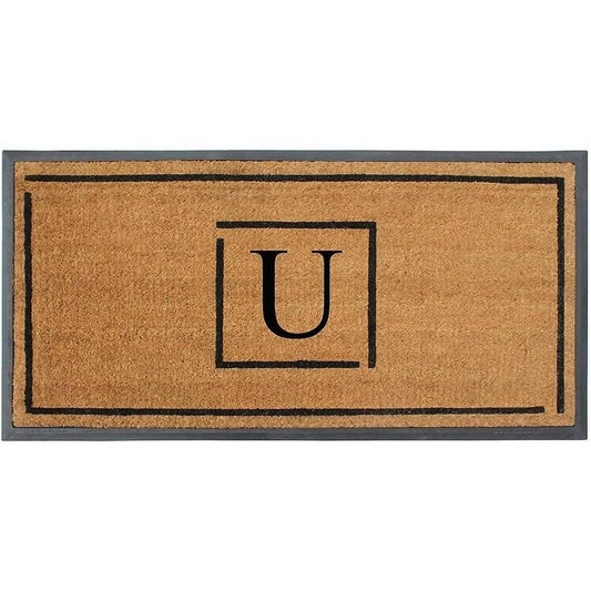 A1hc- Designer Hand-Crafted Rubber Coir Molded Double/Single Door Mat Monogrammed, Perfect and More Functional Size 24x48 inch -