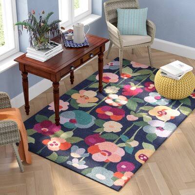 Bungalow Rose Anaya Navy Area Rug Rug Size  8 x 10