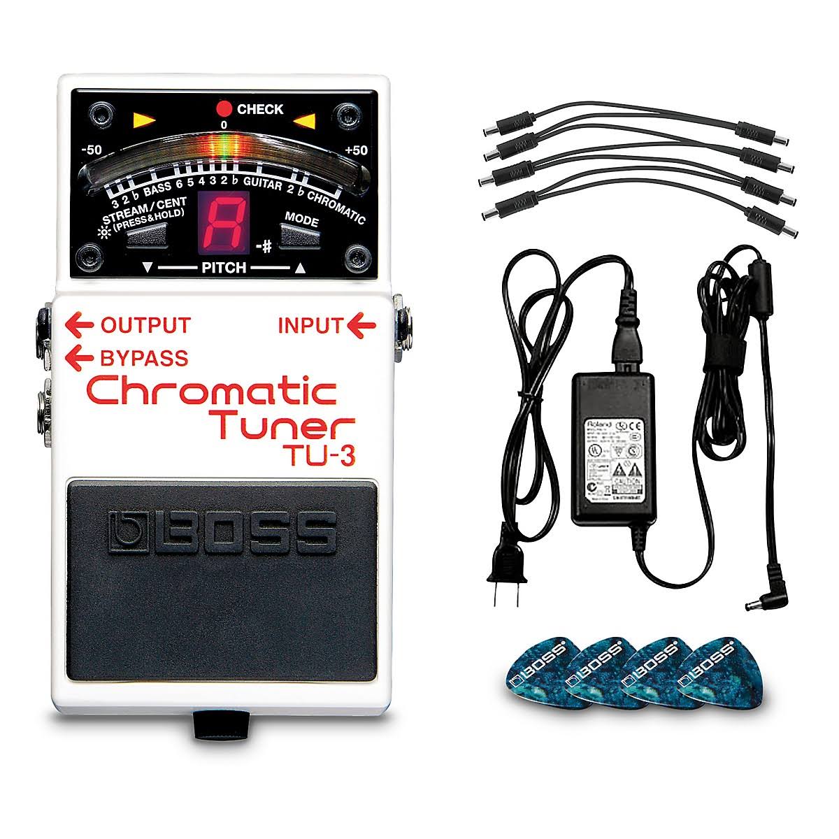 Boss TU-3 Chromatic Tuner Pedal Power Solution Bundle