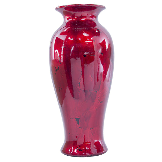 Red and Orange Ceramic Ombre Lacquered Ceramic Vase