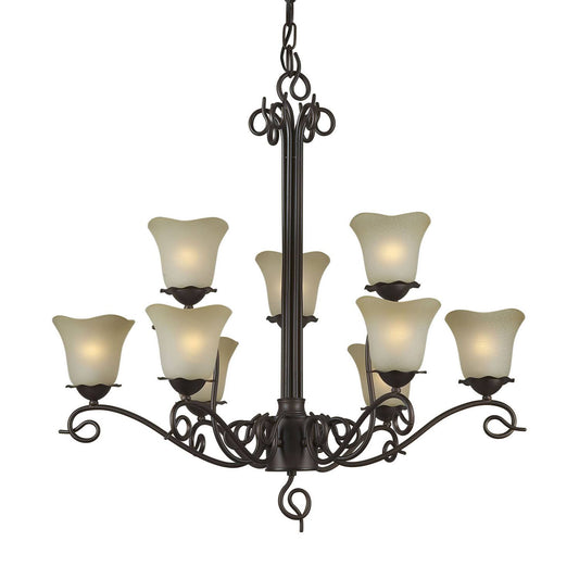 Forte Lighting-2363-09-32-Nine Light Chandelier Antique Bronze