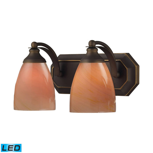 Elk Lighting 570-2B-SY 2 Light Vanity in Aged Bronze Sandy Glass